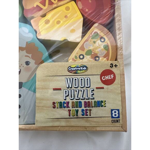 Creative Kids‎ Wood Puzzle Stack and Balance Toy Set Chef Pretend Food New NIB - Picture 8 of 10